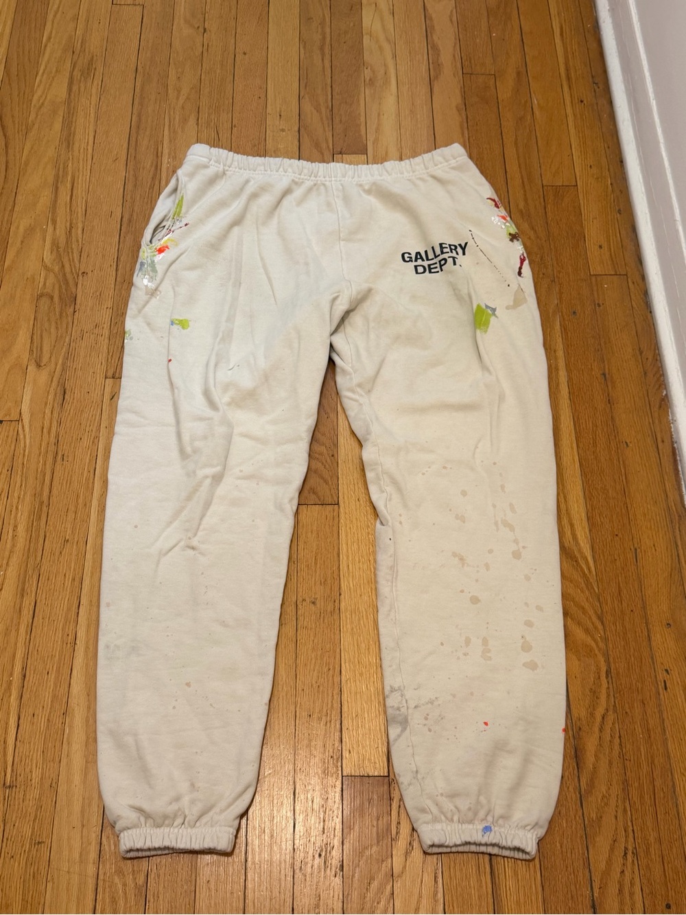 Gallery Dept Cream Sweatpants with Paint Detail